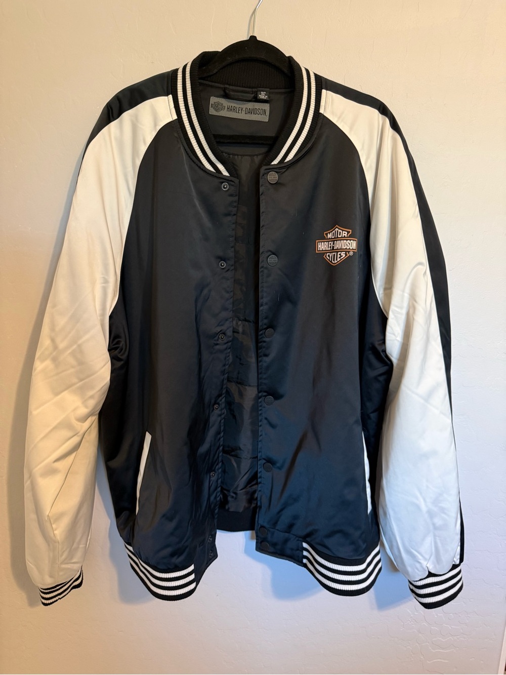 Harley-Davidson Black and White Varsity Bomber Jacket